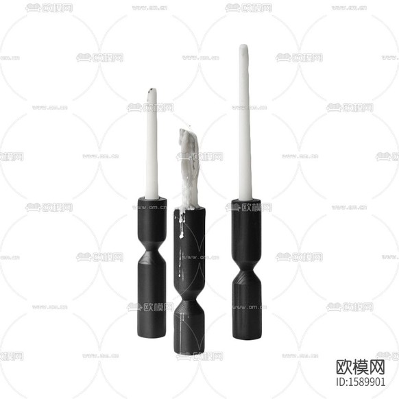 北欧简约黑色实木烛台下载