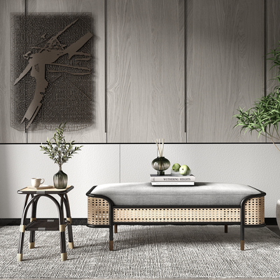  现代轻奢沙发凳su模型 