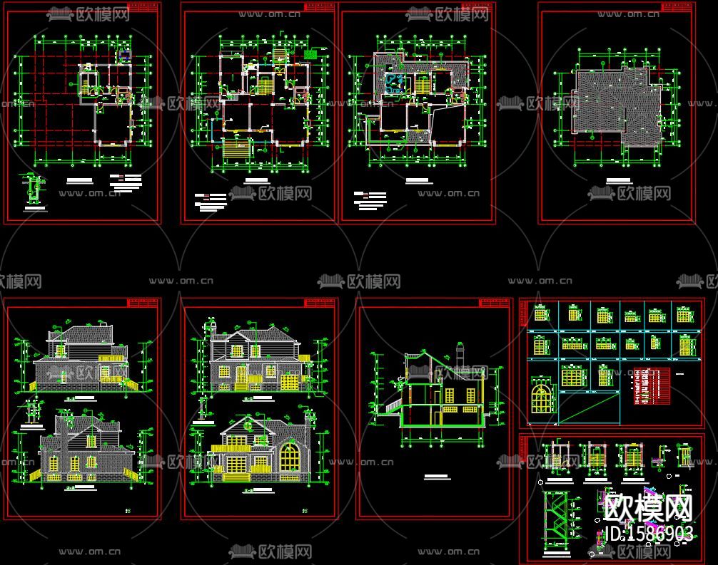 别墅cad施工图下载（渲染图2）