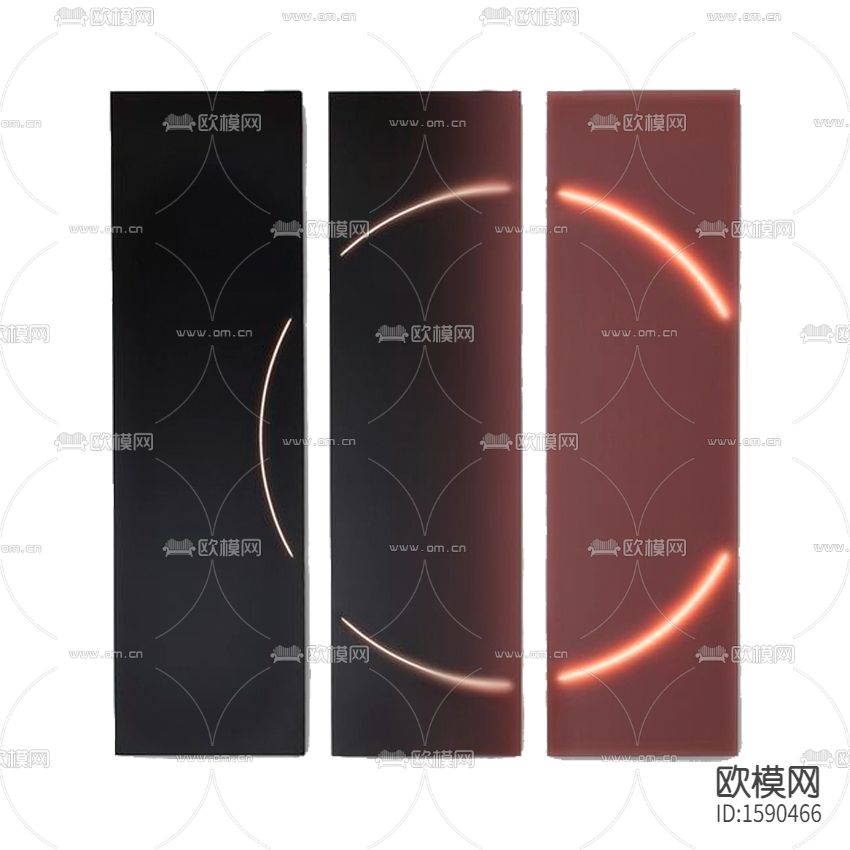 现代轻奢红黑渐变色圆环三联装饰画下载