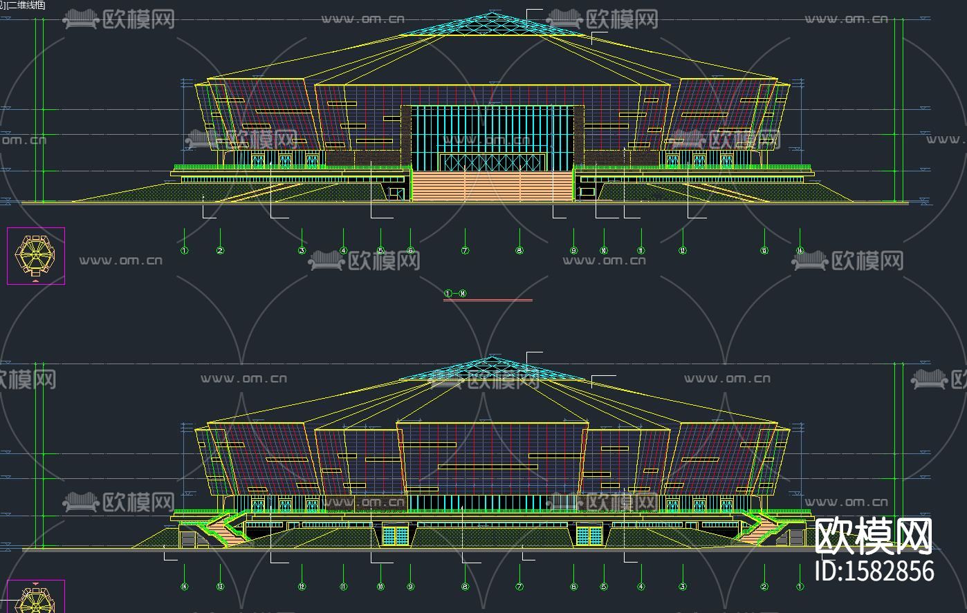 篮球馆建筑cad施工图下载（渲染图6）