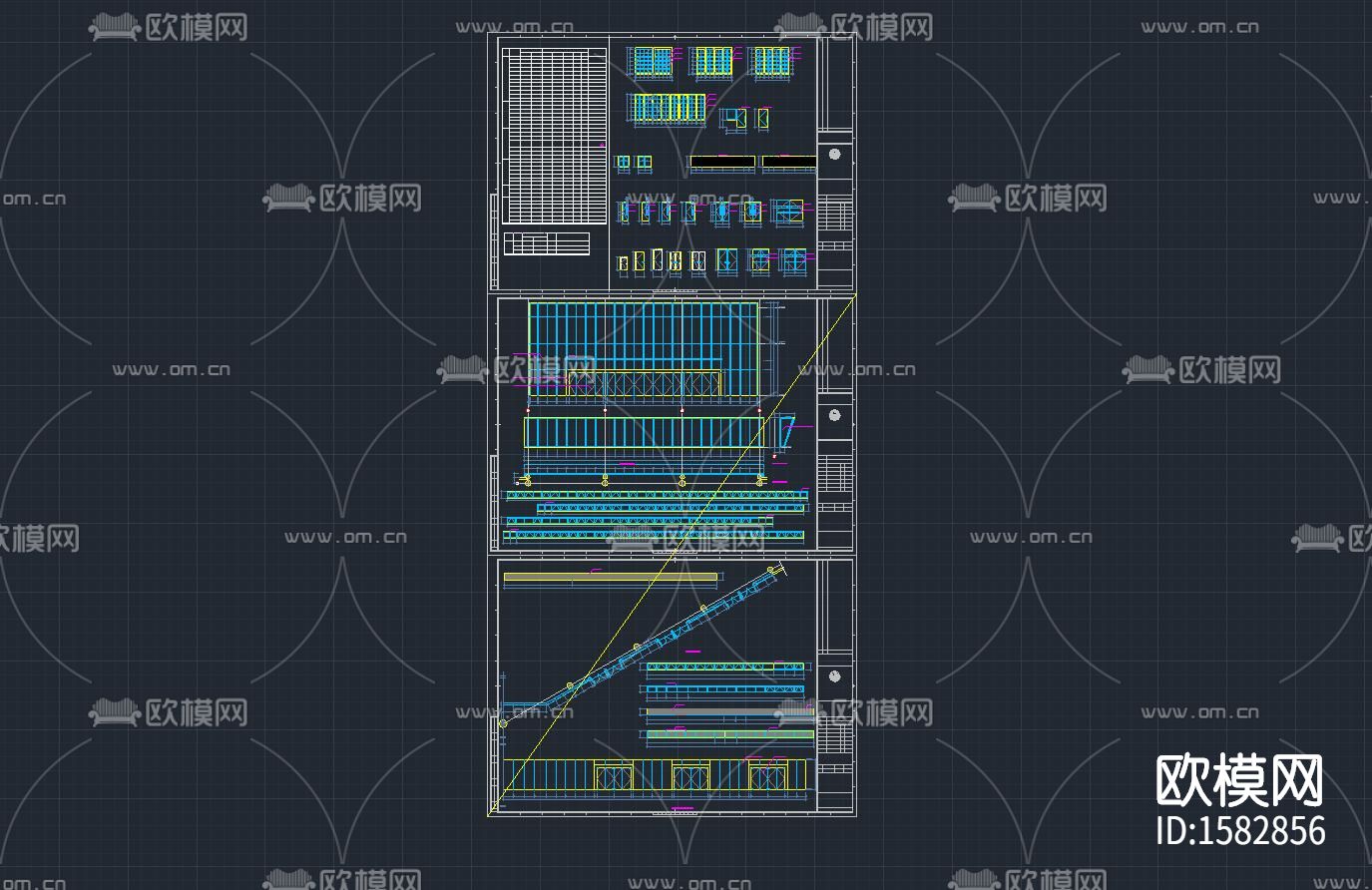篮球馆建筑cad施工图下载（渲染图7）
