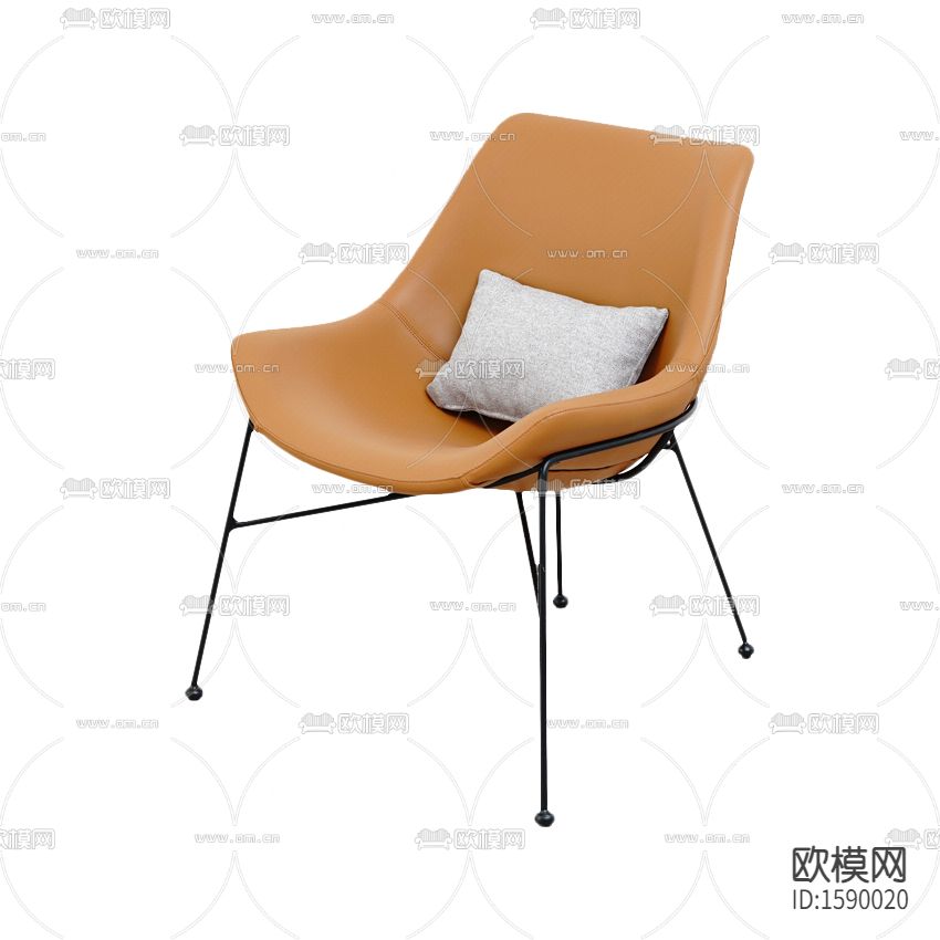 北欧轻奢皮革不锈钢休闲椅