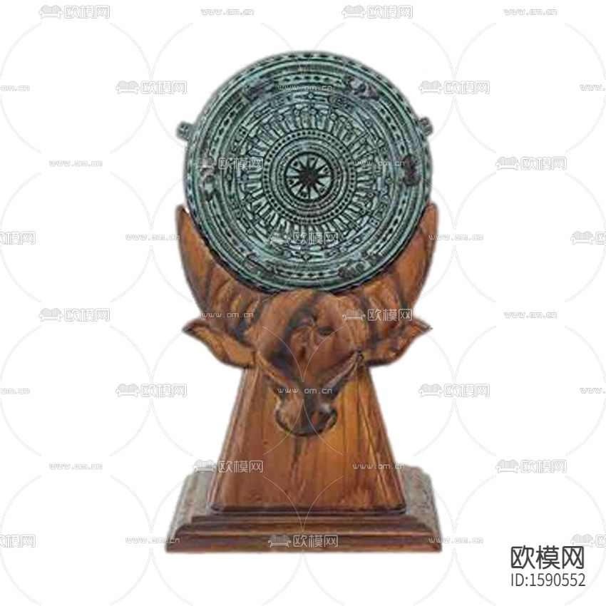 中式古典壮族铜鼓摆件