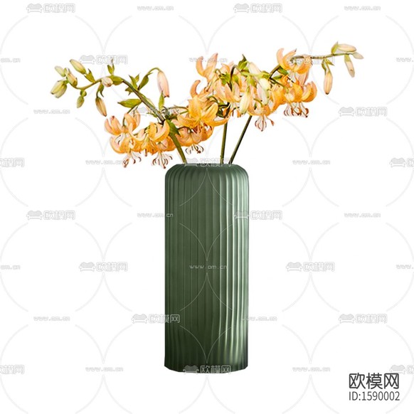 现代轻奢绿色陶瓷花瓶摆放花艺下载