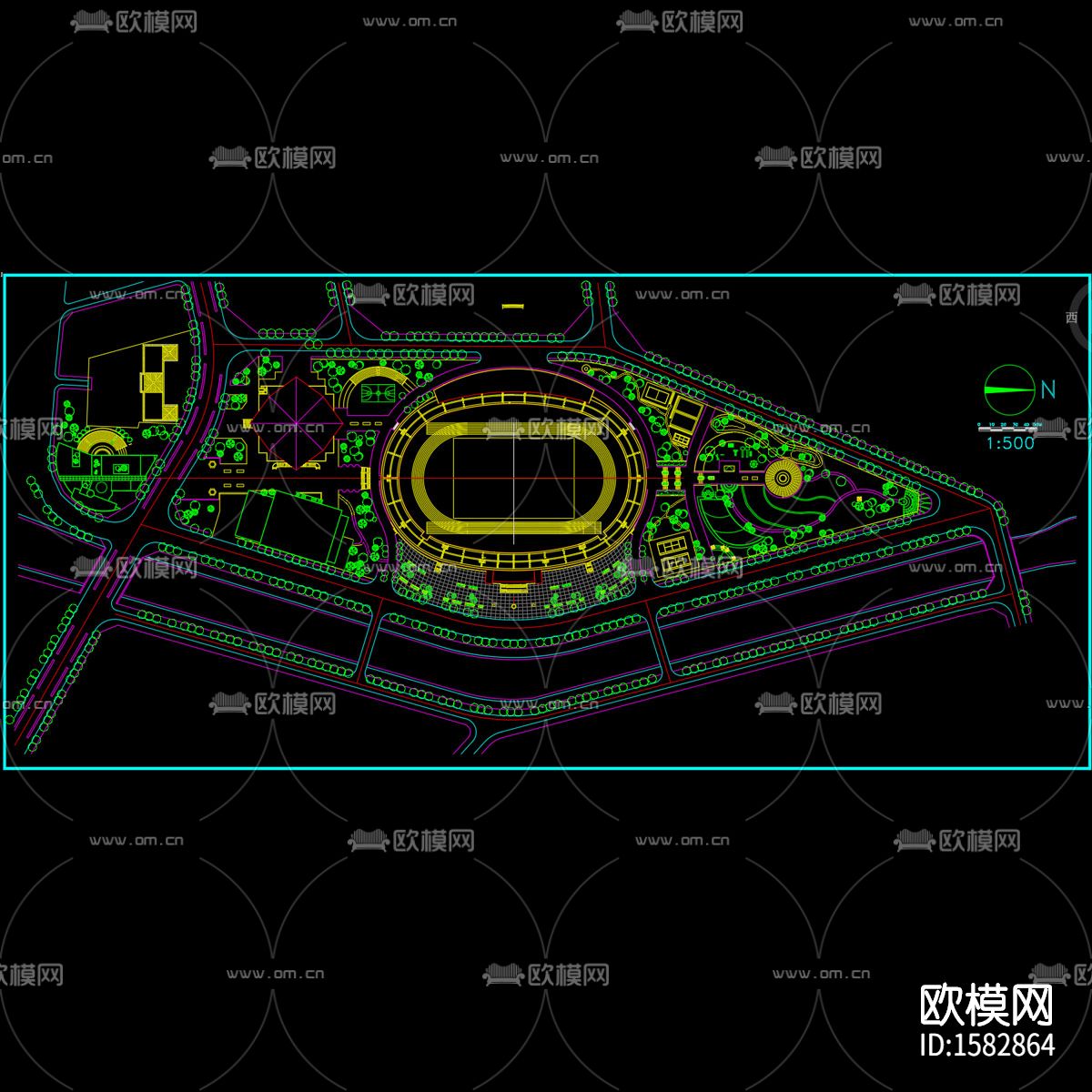 体育场规划cad图下载