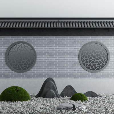 庭院圆窗围墙3d模型