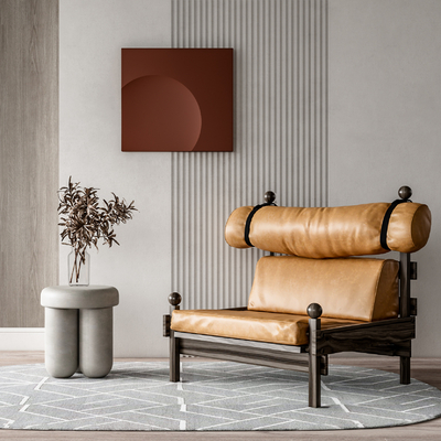 现代皮革休闲椅su模型