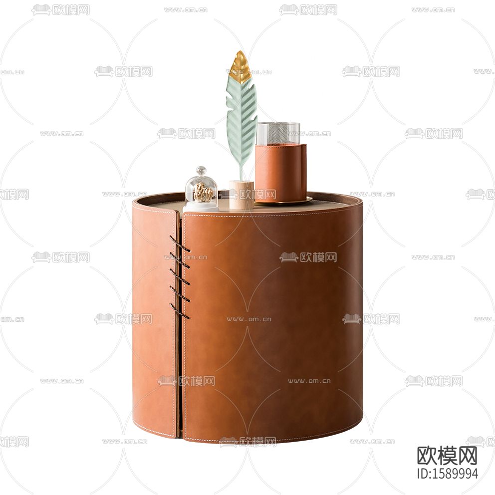 现代极简圆形皮革边几下载