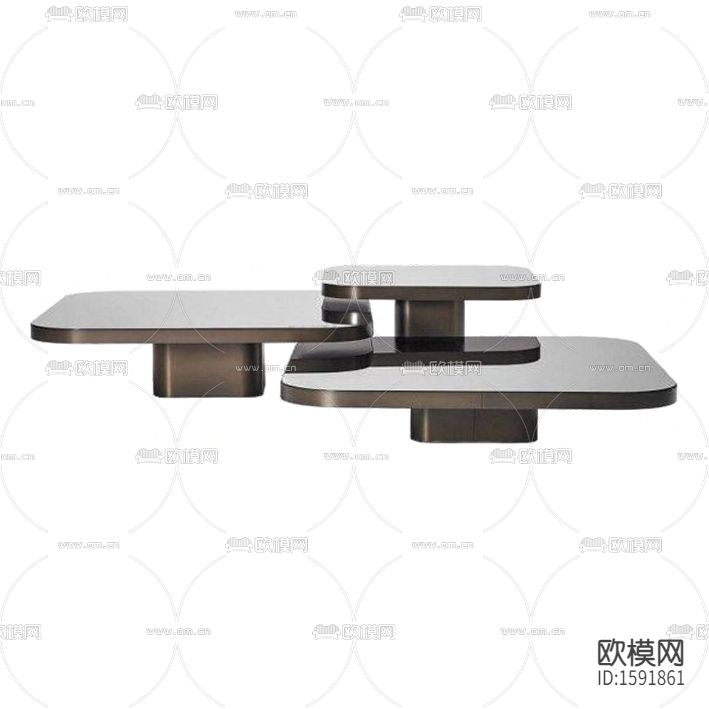 现代轻奢实木玻璃钢三头茶几下载