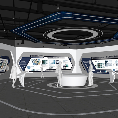  现代科技展厅su模型 