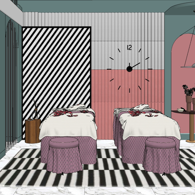  北欧spa护理房su模型 