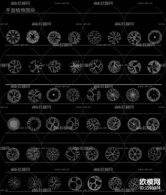 常用园林植物苗木cad图库下载（渲染图3）