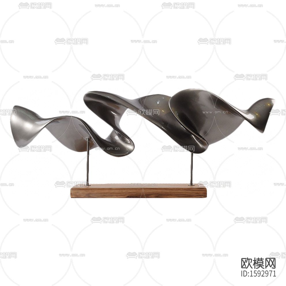 现代轻奢异形金属抛光面装饰摆件下载