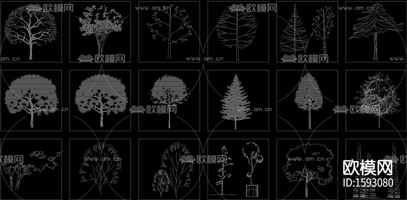 常用园林植物苗木cad图库下载（渲染图6）