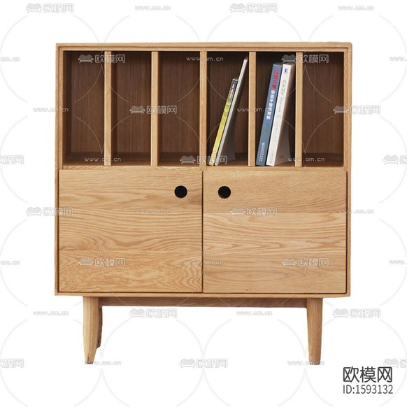 日式简约白橡木边柜下载