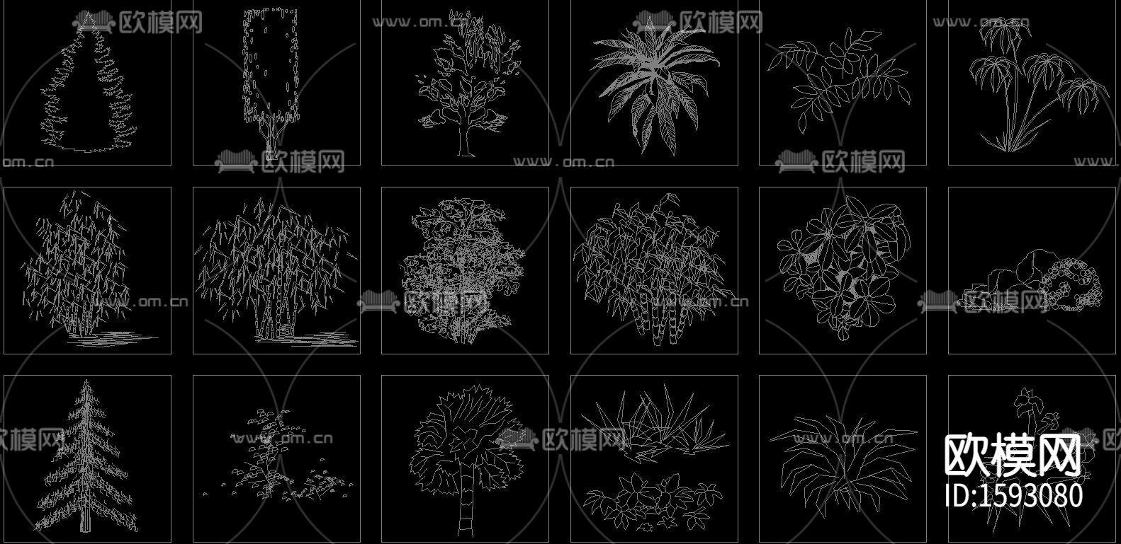 常用园林植物苗木cad图库下载（渲染图5）