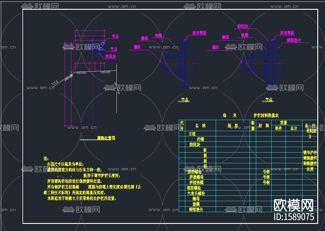 护栏节点大样下载（渲染图2）
