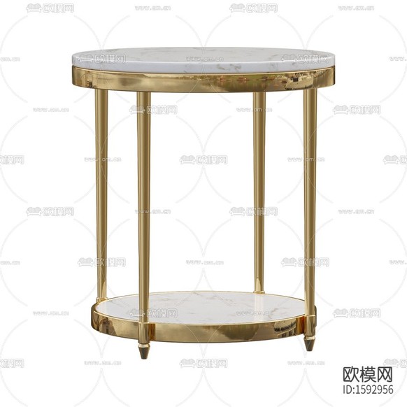 现代轻奢金属大理石圆形边几下载