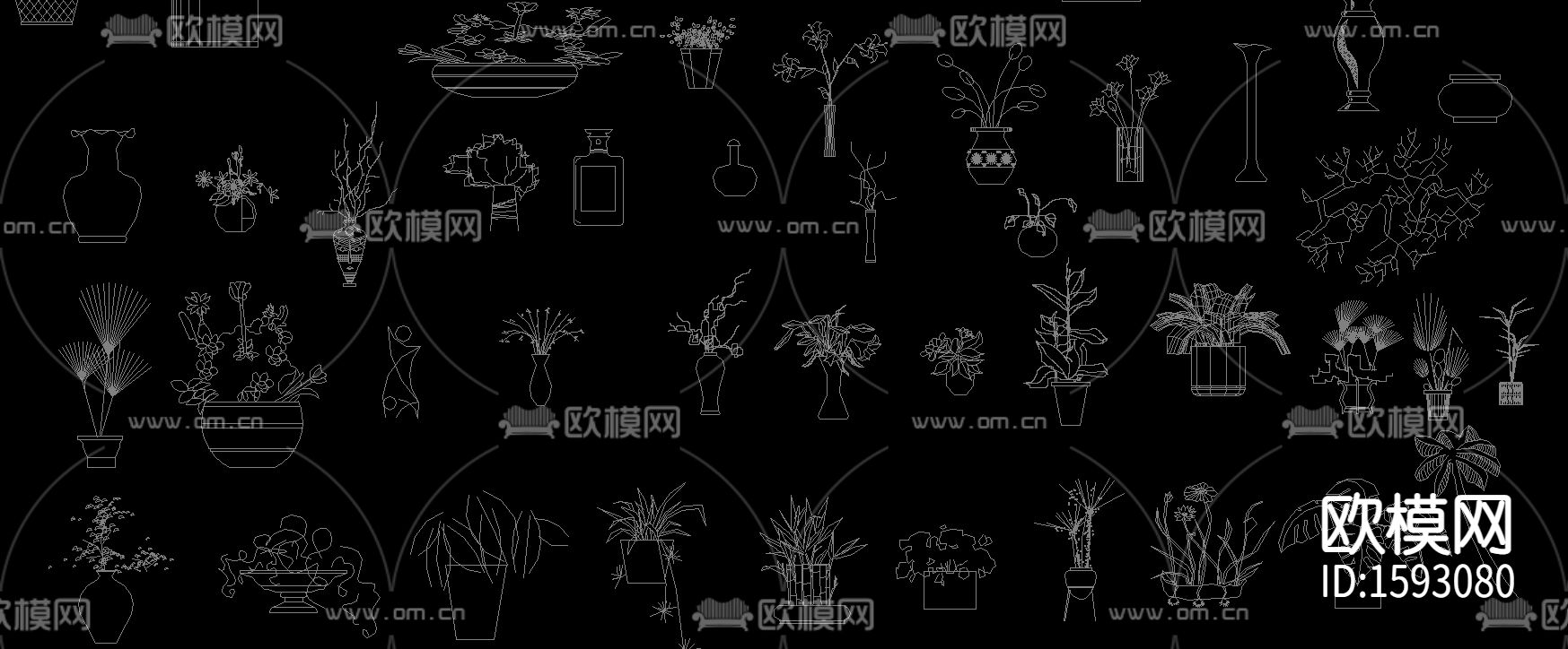 常用园林植物苗木cad图库下载（渲染图2）