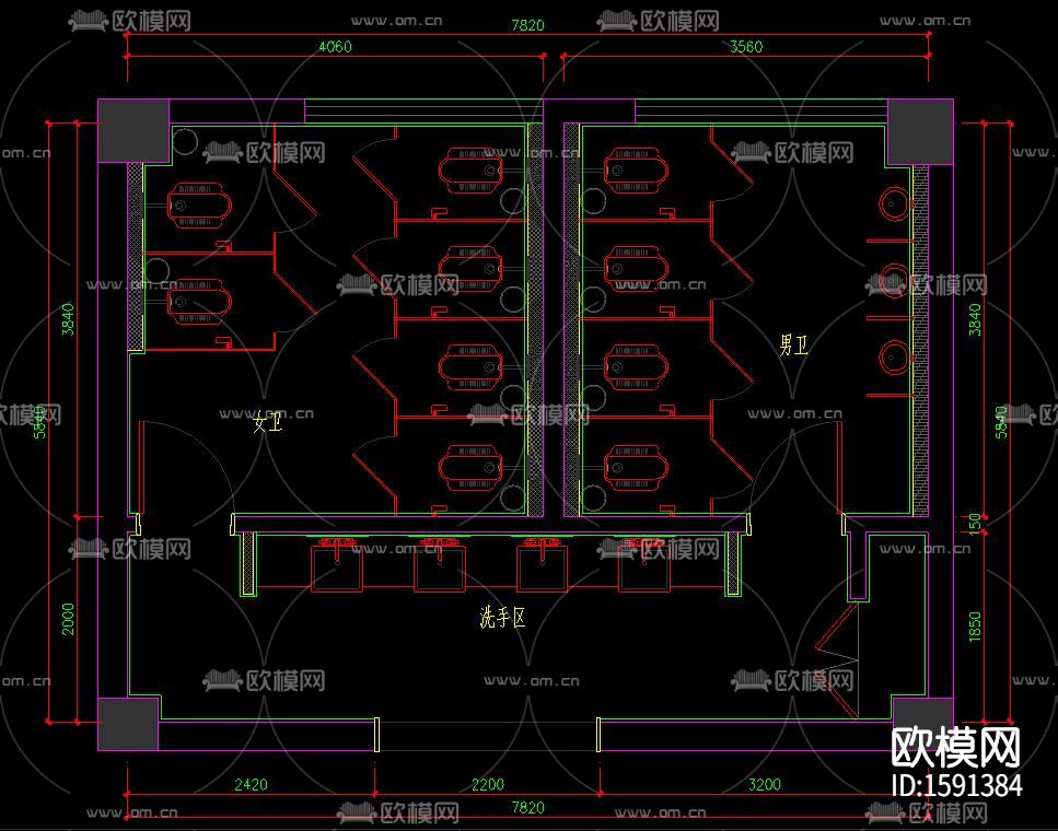 卫生间平面方案图下载（渲染图2）