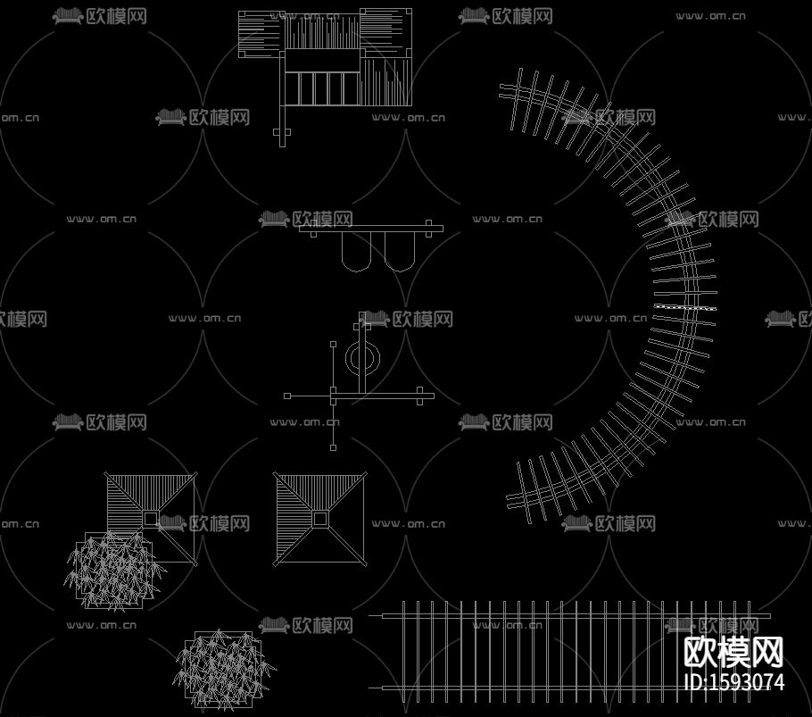常用园林植物苗木cad图库下载（渲染图8）