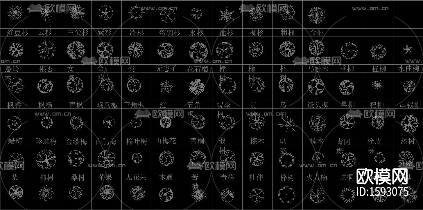 常用植物苗cad图库下载（渲染图2）