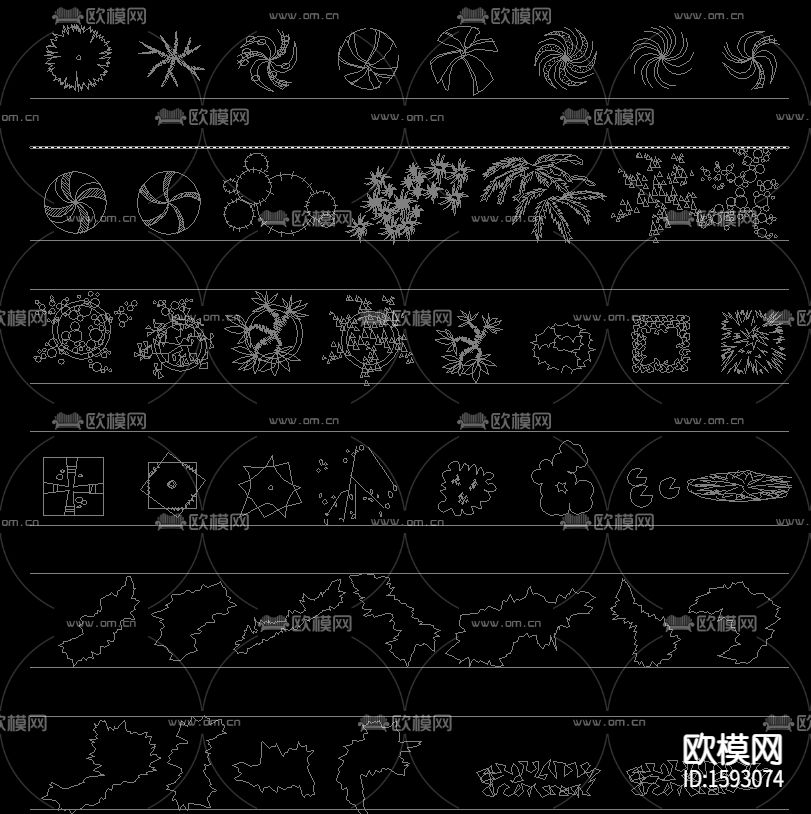常用园林植物苗木cad图库下载（渲染图6）