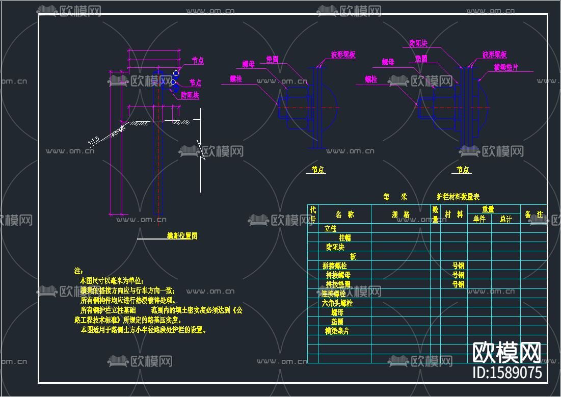 护栏节点大样下载（渲染图4）