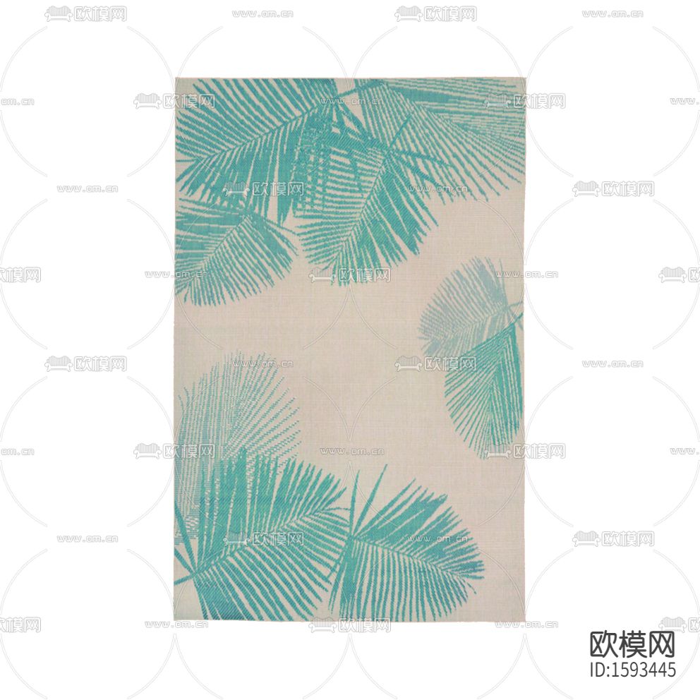 北歐簡約藍(lán)色綠植印花布藝地毯下載