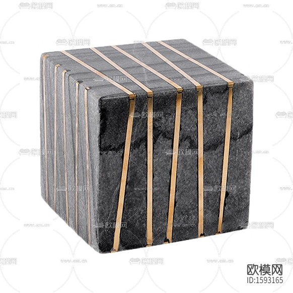 现代轻奢大理石不锈钢线条装饰摆件下载