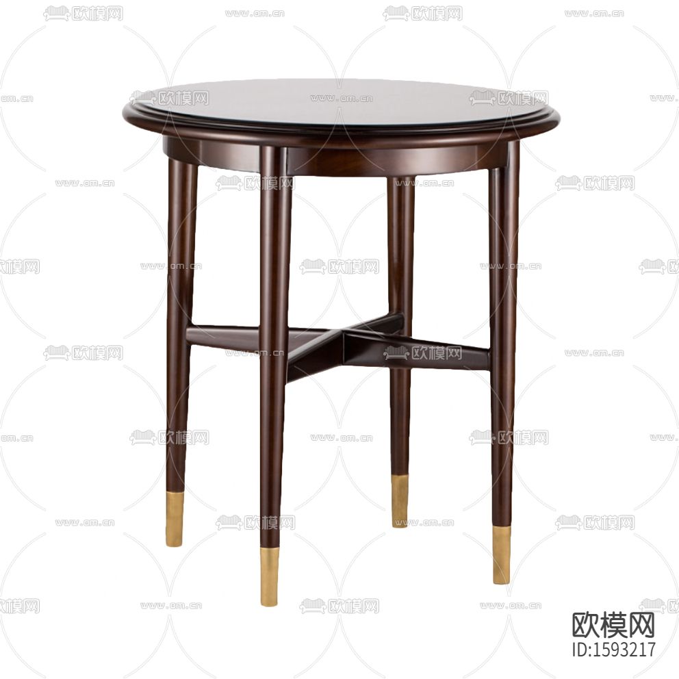 美式简约实木金属圆形边几