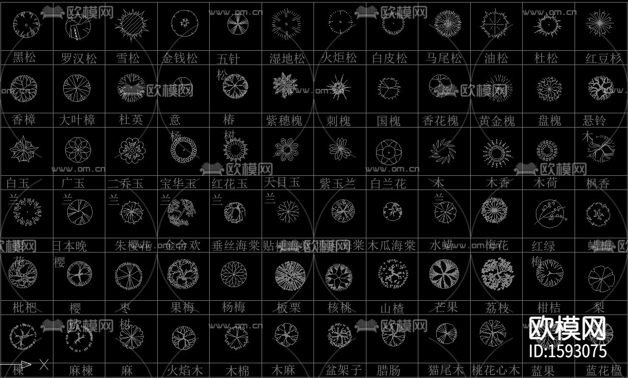 常用植物苗cad图库下载（渲染图1）