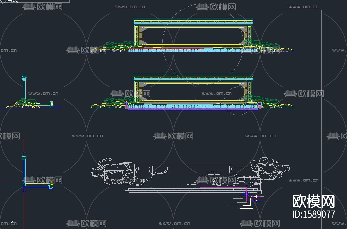 北京精装小院cad施工图下载（渲染图1）
