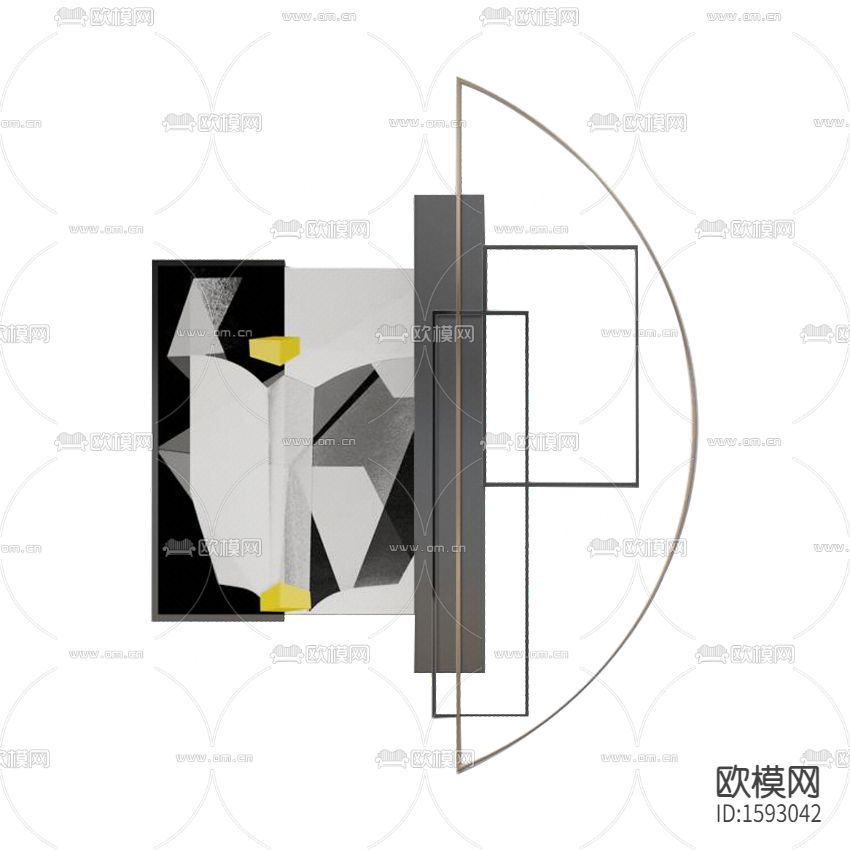 现代轻奢几何不锈钢装置画