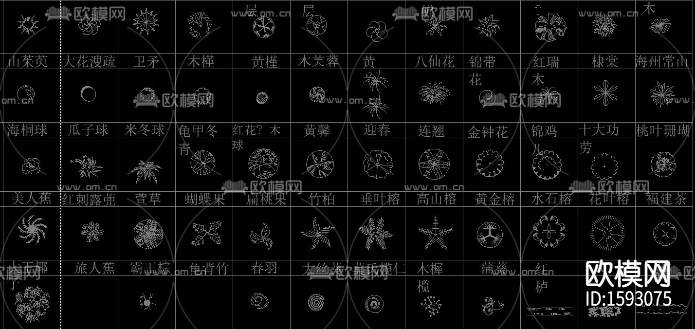 常用植物苗cad图库下载（渲染图4）