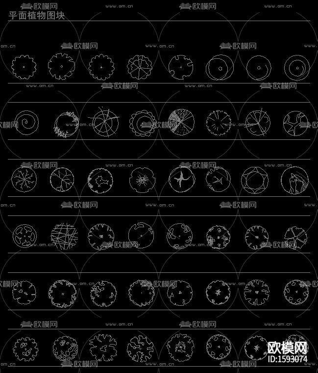 常用园林植物苗木cad图库下载（渲染图2）