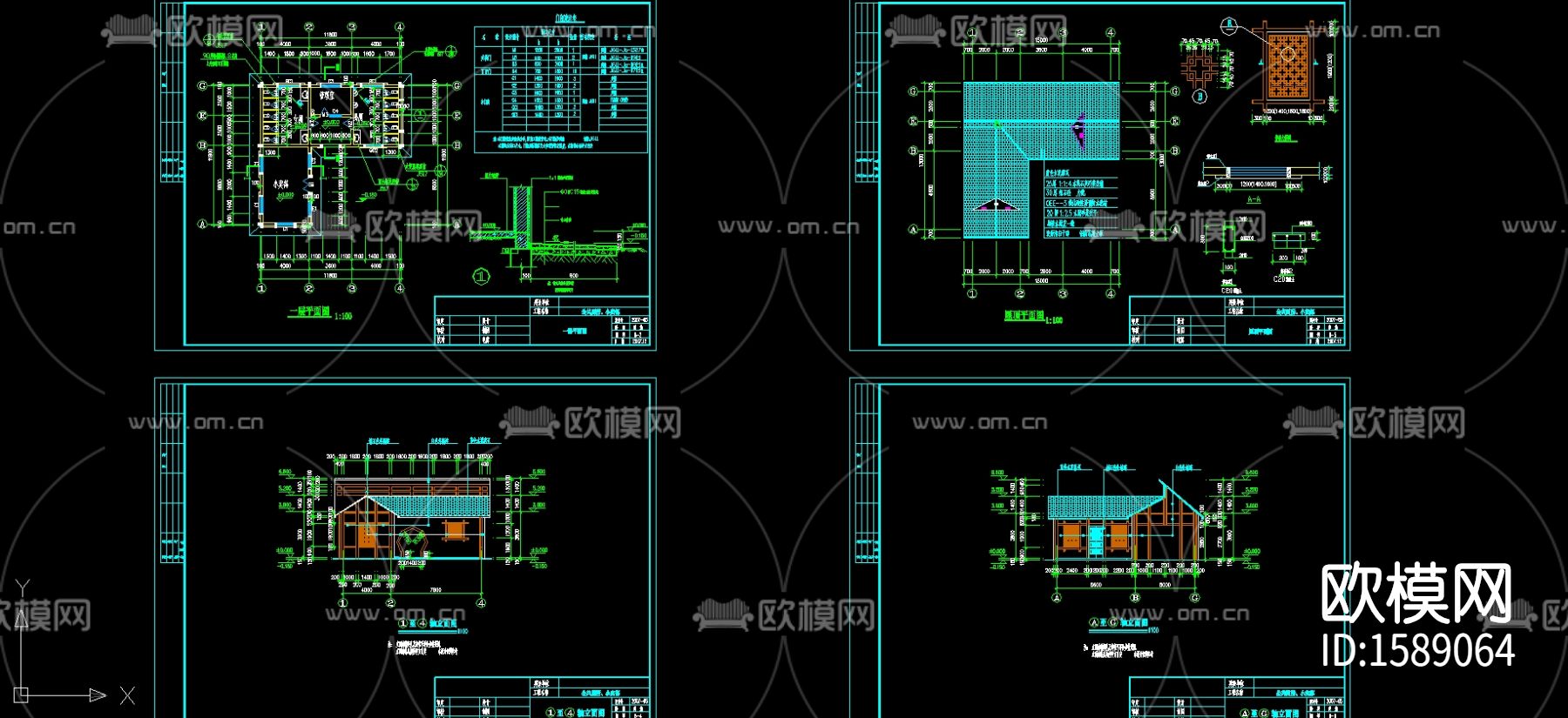 游乐园仿古公厕小卖部cad施工图下载（渲染图1）