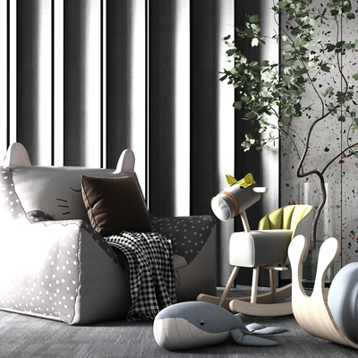  现代木马儿童沙发su模型 