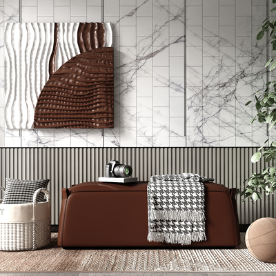  现代轻奢沙发凳su模型 