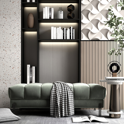  现代轻奢床尾凳su模型 