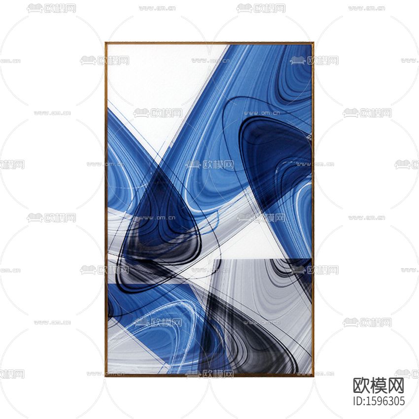 现代创意蓝色环形线条装饰画下载