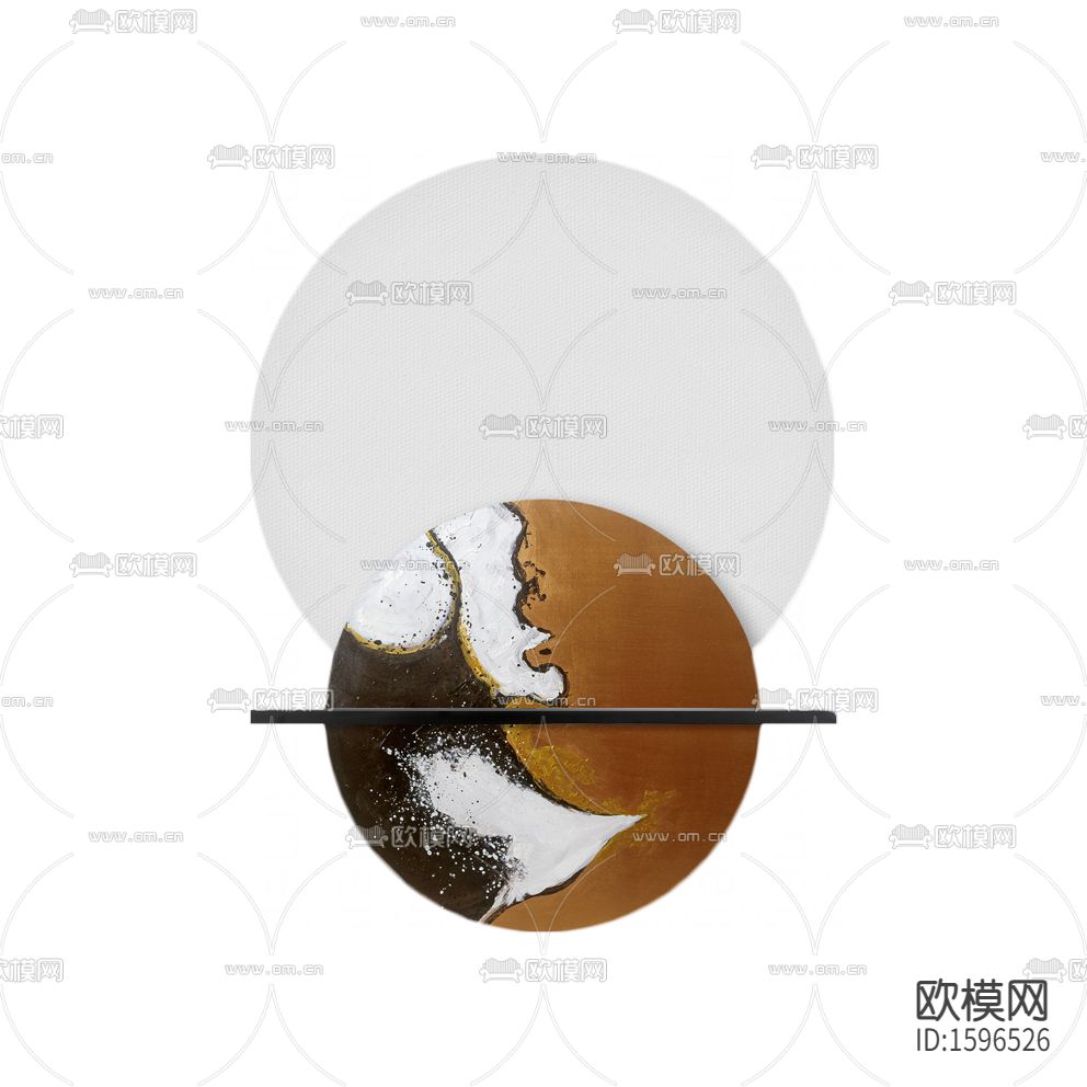 新中式禅意手绘抽象立体装置画