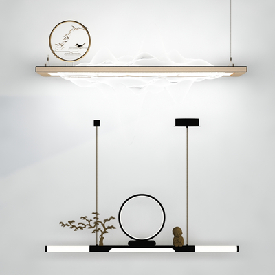  新中式装饰吊灯su模型 