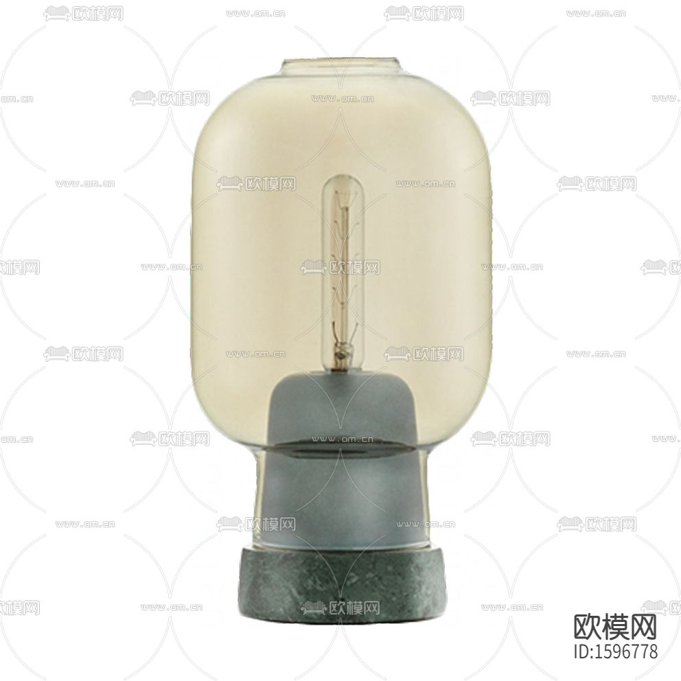 北欧简约石材底座玻璃台灯