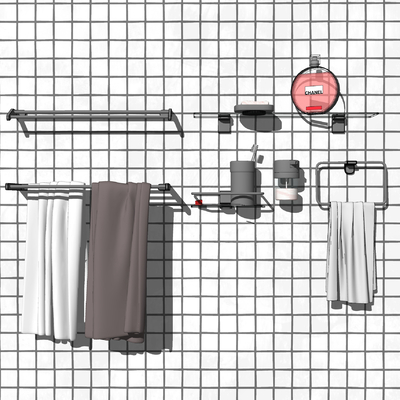 现代浴室毛巾架su模型