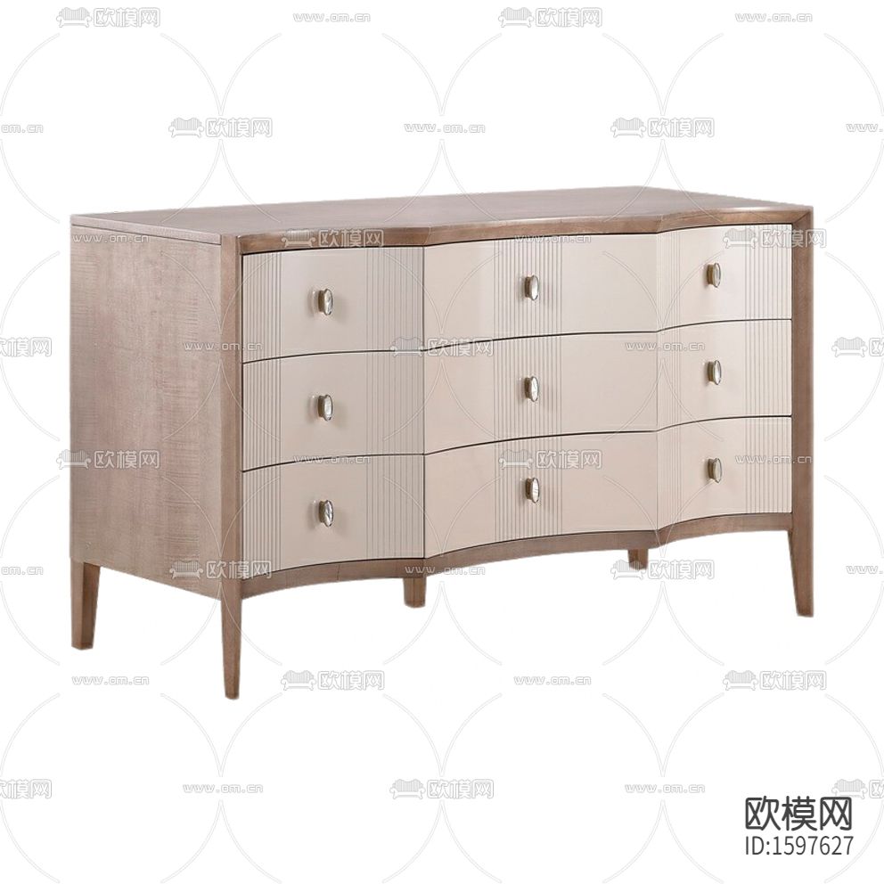 简欧创意实木波浪型边柜下载