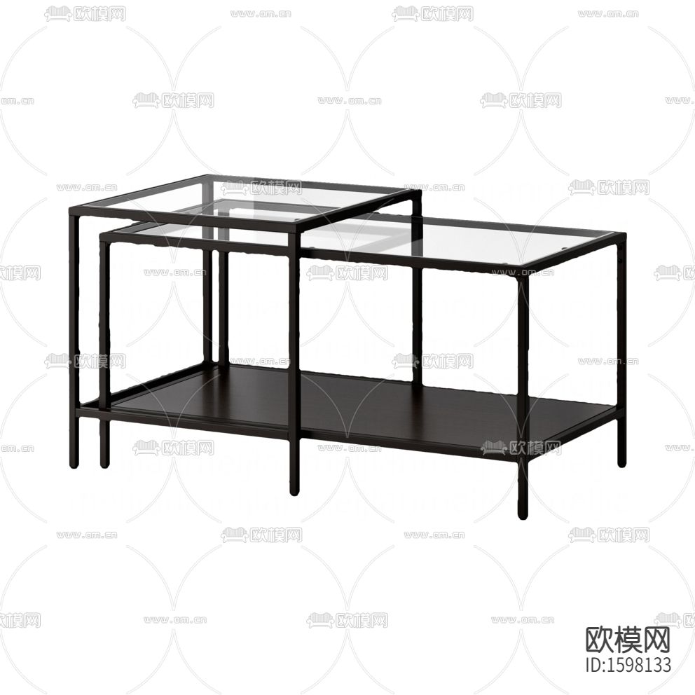 现代简约不锈钢玻璃双头茶几下载