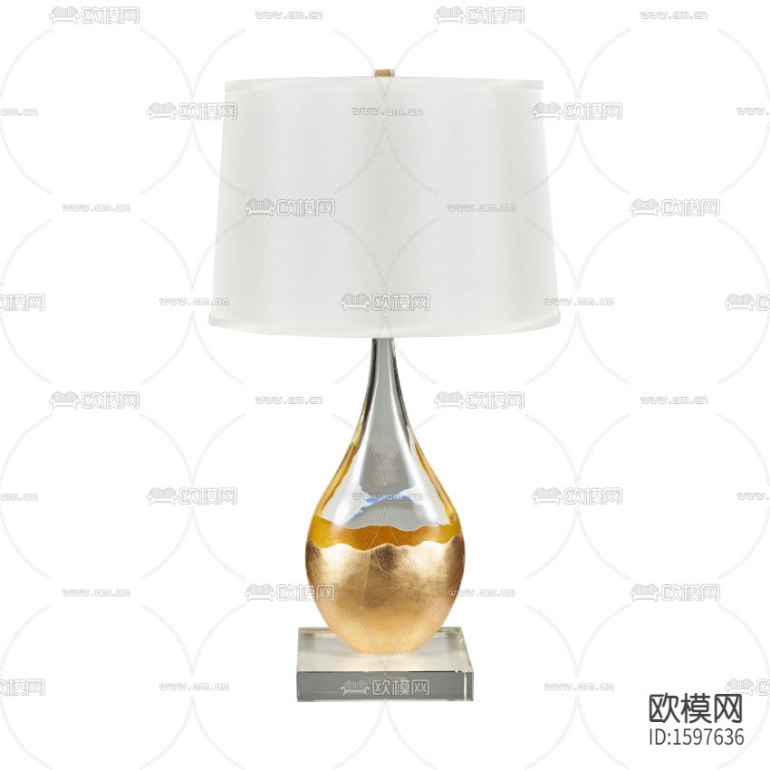 现代轻奢金属描金玻璃台灯