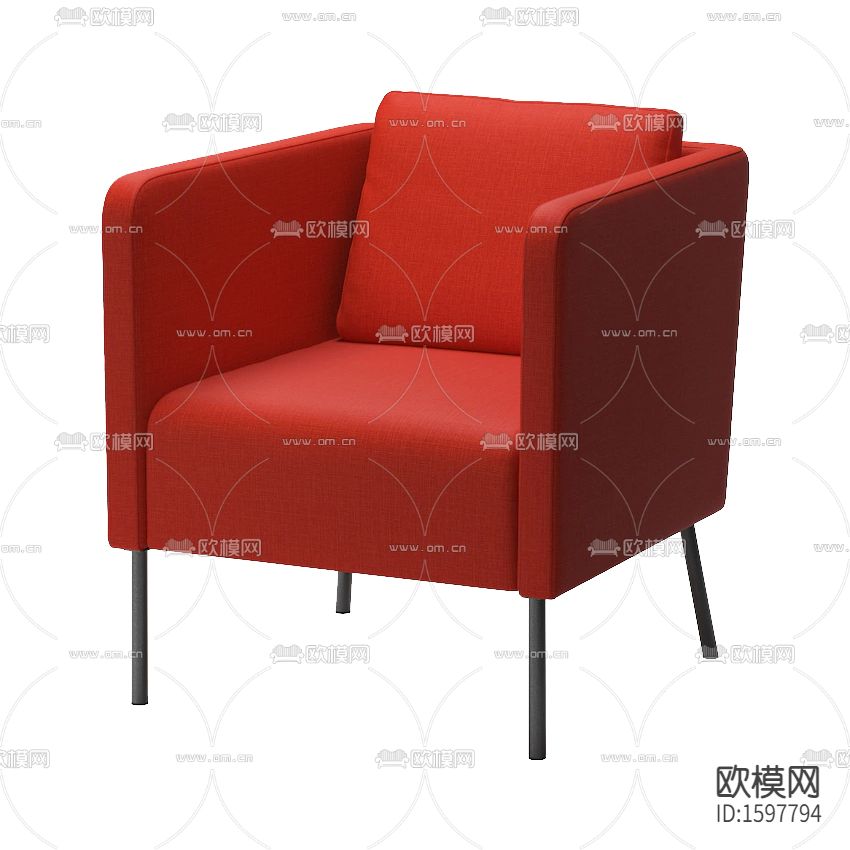 现代简约红色皮革金属单人沙发下载